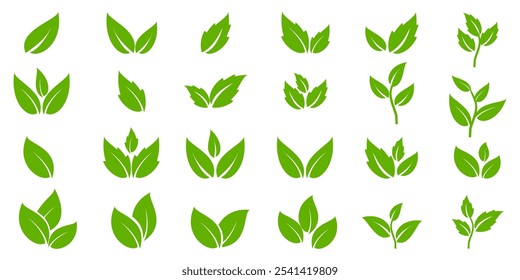 Icono de hoja verde en estilo plano, sobre fondo blanco. conjunto de iconos de hoja. icono de la naturaleza, Ilustración vectorial de la hoja.
