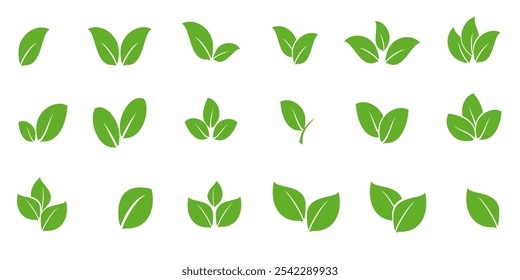 Green leaf icon in flat style, on white background. leaf icon set. nature icon, leaf vector illustration.