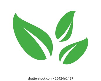 Ícone de folha verde em estilo plano, sobre fundo branco. ícone de folha definido. ícone natureza, ilustração de vetor folha.