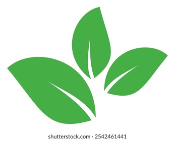 Ícone de folha verde em estilo plano, sobre fundo branco. ícone de folha definido. ícone natureza, ilustração de vetor folha.