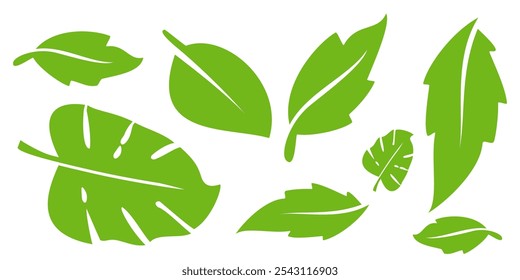 Ícone de folha verde em estilo plano, sobre fundo branco. ícone de folha definido. ícone natureza, ilustração de vetor folha.