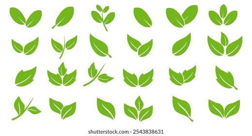 Green leaf icon in flat style, on white background. leaf icon set. nature icon, leaf vector illustration.
