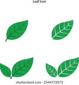Green leaf icon in flat style on white background. leaf icon set, nature with leaf vector illustration.