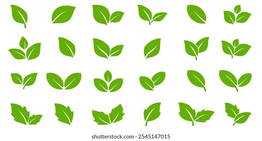Ícone de folha verde em estilo plano, sobre fundo branco. ícone de folha definido. ícone natureza, ilustração de vetor folha.
