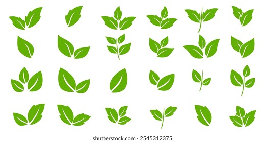 Green leaf icon in flat style, on white background. leaf icon set. nature icon, leaf vector illustration.
