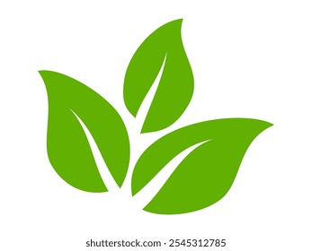 Icono de hoja verde en estilo plano, sobre fondo blanco. conjunto de iconos de hoja. icono de la naturaleza, Ilustración vectorial de la hoja.