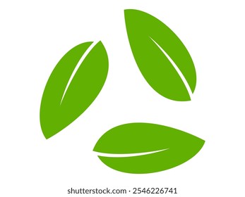 Grünes Blattsymbol im flachen Stil auf weißem Hintergrund. Blatt-Symbolsatz. Natursymbol, Blatt-Vektorgrafik.