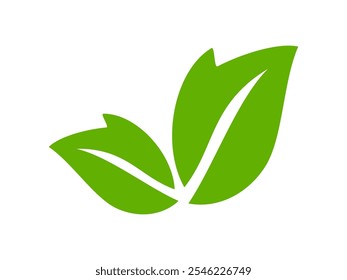 Green leaf icon in flat style, on white background. leaf icon set. nature icon, leaf vector illustration.