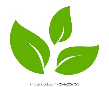 Green leaf icon in flat style, on white background. leaf icon set. nature icon, leaf vector illustration.