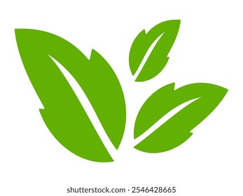 Ícone de folha verde em estilo plano, sobre fundo branco. ícone de folha definido. ícone natureza, ilustração de vetor folha.