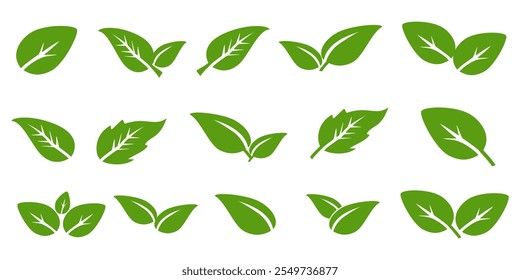 Green leaf icon in flat style, on white background. leaf icon set. nature icon, leaf vector illustration.