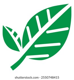 Green leaf icon in flat style