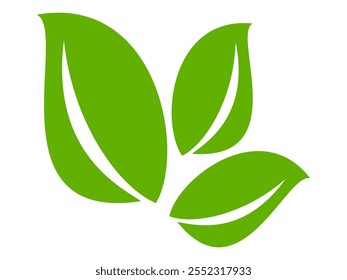 Grünes Blattsymbol im flachen Stil auf weißem Hintergrund. Blatt-Symbolsatz. Natursymbol, Blatt-Vektorgrafik.