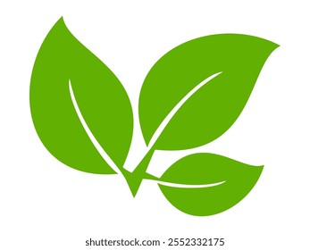 Grünes Blattsymbol im flachen Stil auf weißem Hintergrund. Blatt-Symbolsatz. Natursymbol, Blatt-Vektorgrafik.