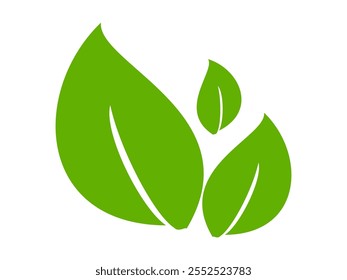 Green leaf icon in flat style, on white background. leaf icon set. nature icon, leaf vector illustration.