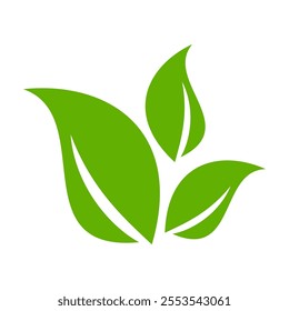 Green leaf icon in flat style, on white background. leaf icon set. nature icon, leaf vector illustration.