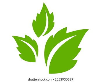 Green leaf icon in flat style, on white background. leaf icon set. nature icon, leaf vector illustration.