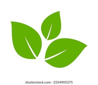 Green leaf icon in flat style, on white background. leaf icon set. nature icon, leaf vector illustration.