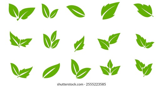 Green leaf icon in flat style, on white background. leaf icon set. nature icon, leaf vector illustration.