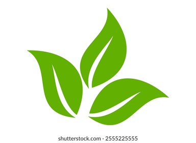 Green leaf icon in flat style, on white background. leaf icon set. nature icon, leaf vector illustration.