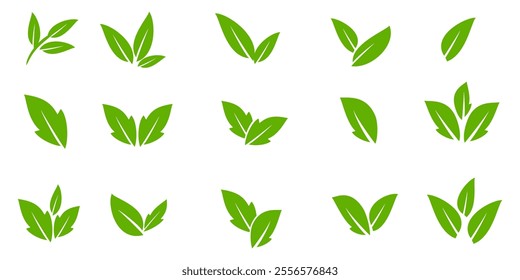 Green leaf icon in flat style, on white background. leaf icon set. nature icon, leaf vector illustration.