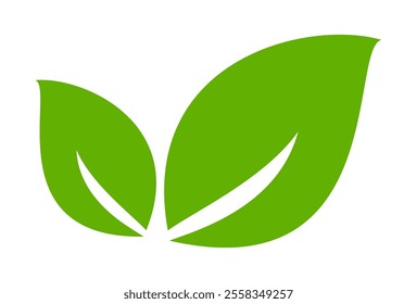 Green leaf icon in flat style, on white background. leaf icon set. nature icon, leaf vector illustration.