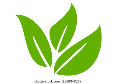 Green leaf icon in flat style, on white background. leaf icon set. nature icon, leaf vector illustration.