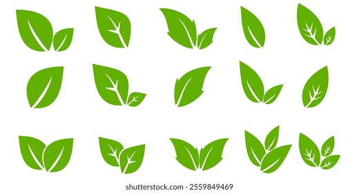 Green leaf icon in flat style, on white background. leaf icon set. nature icon, leaf vector illustration.