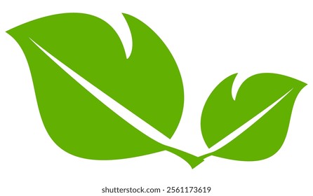 Green leaf icon in flat style, on white background. leaf icon set. nature icon, leaf vector illustration.