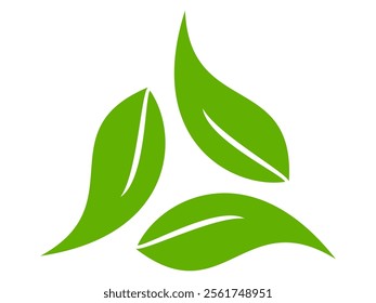 Green leaf icon in flat style, on white background. leaf icon set. nature icon, leaf vector illustration.