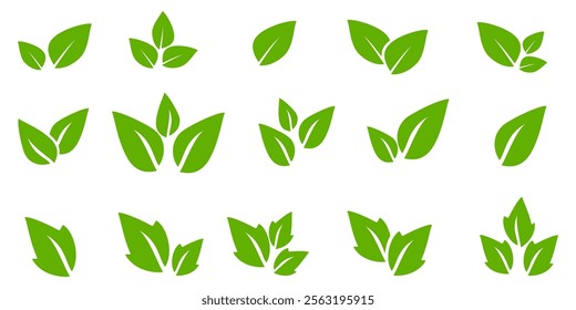 Green leaf icon in flat style, on white background. leaf icon set. nature icon, leaf vector illustration.