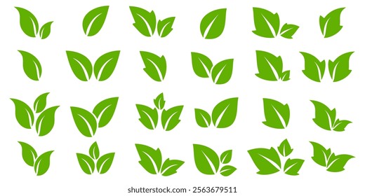Green leaf icon in flat style, on white background. leaf icon set. nature icon, leaf vector illustration.
