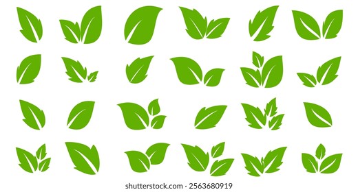 Green leaf icon in flat style, on white background. leaf icon set. nature icon, leaf vector illustration.