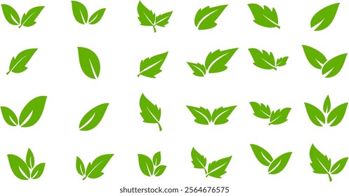 Green leaf icon in flat style, on white background. leaf icon set. nature icon, leaf vector illustration.