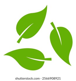 Green leaf icon in flat style, on white background. leaf icon set. nature icon, leaf vector illustration.