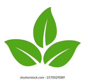 Green leaf icon in flat style, on white background. leaf icon set. nature icon, leaf vector illustration.