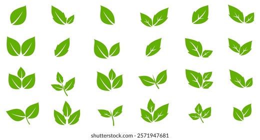 Green leaf icon in flat style, on white background. leaf icon set. nature icon, leaf vector illustration.