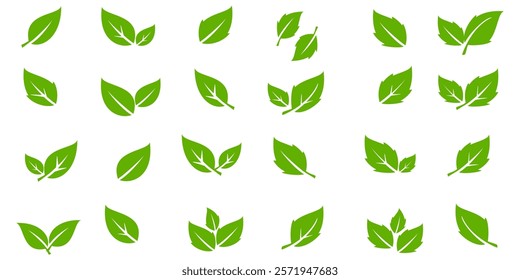 Green leaf icon in flat style, on white background. leaf icon set. nature icon, leaf vector illustration.