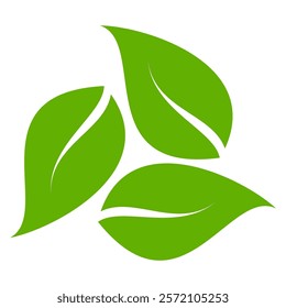 Green leaf icon in flat style, on white background. leaf icon set. nature icon, leaf vector illustration.