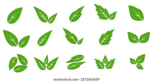 Green leaf icon in flat style, on white background. leaf icon set. nature icon, leaf vector illustration.