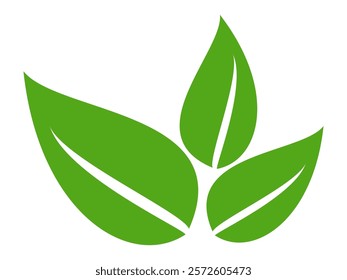 Green leaf icon in flat style, on white background. leaf icon set. nature icon, leaf vector illustration.
