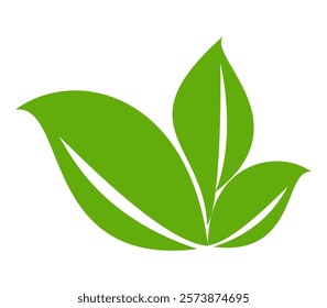 Green leaf icon in flat style, on white background. leaf icon set. nature icon, leaf vector illustration.