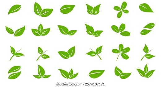 Green leaf icon in flat style, on white background. leaf icon set. nature icon, leaf vector illustration.