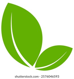 Green leaf icon in flat style, on white background. leaf icon set. nature icon, leaf vector illustration.