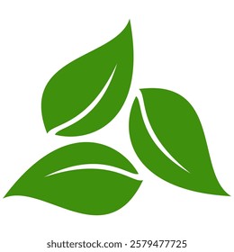 Green leaf icon in flat style, on white background. leaf icon set. nature icon, leaf vector illustration.