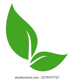 Green leaf icon in flat style, on white background. leaf icon set. nature icon, leaf vector illustration.
