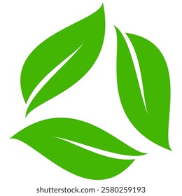 Green leaf icon in flat style, on white background. leaf icon set. nature icon, leaf vector illustration.