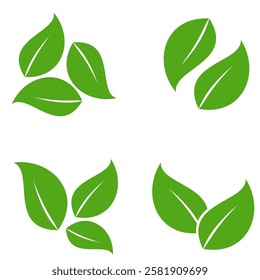 Green leaf icon in flat style, on white background. leaf icon set. nature icon, leaf vector illustration.