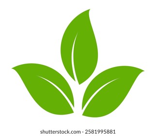 Green leaf icon in flat style, on white background. leaf icon set. nature icon, leaf vector illustration.