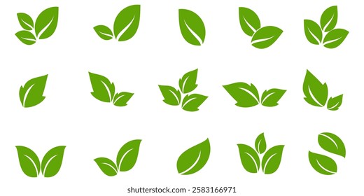 Green leaf icon in flat style, on white background. leaf icon set. nature icon, leaf vector illustration.